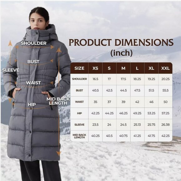 IKAZZ Winter Coats Thickened Warm Insulated Vegan Down Long Parka Jacket size XS - Picture 2 of 6